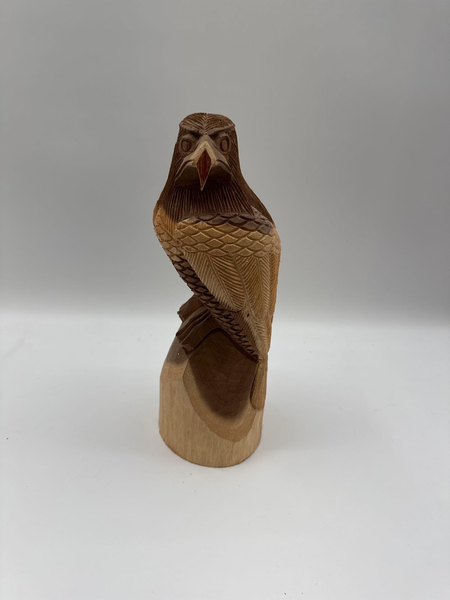 Hand-Carved Wooden Hawk or Eagle Sculpture (1 of 4)
