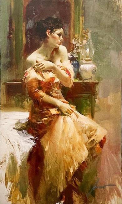 Pino 'Silk Taffeta': Artist: Pino Title: Silk Taffeta Medium: Giclee On Canvas Edition: Of 500 Size: 20 x 12 inches Additional Details: Hand Signed And Numbered By The Artist. Artwork In Excellent Condition. Certificate O