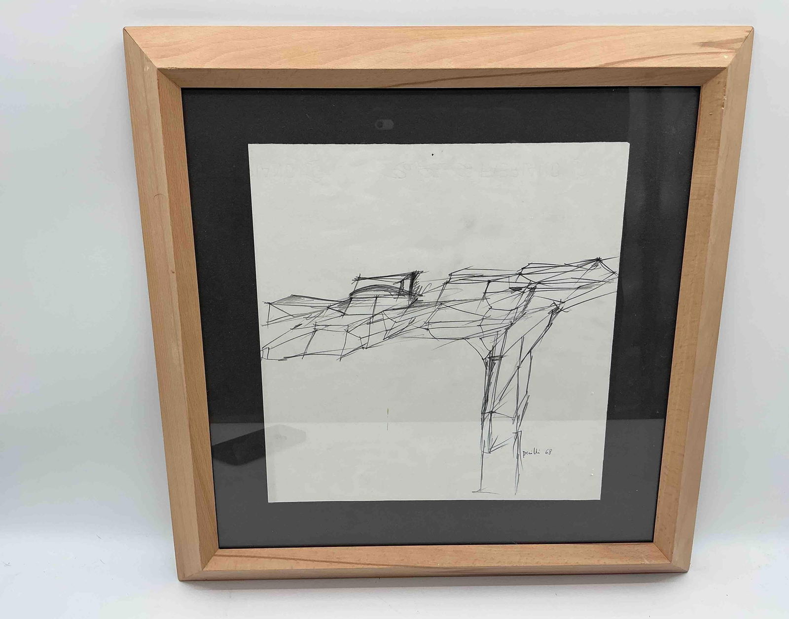 Achille Perilli (Italy, 1927 - 2021) Ink Drawing: Description: Achille Perilli (Rome, 1927-2021) was an Italian painter whose work can be divided into three major periods. He began his career with the Forma 1 Group, rejecting realism in favor of abst