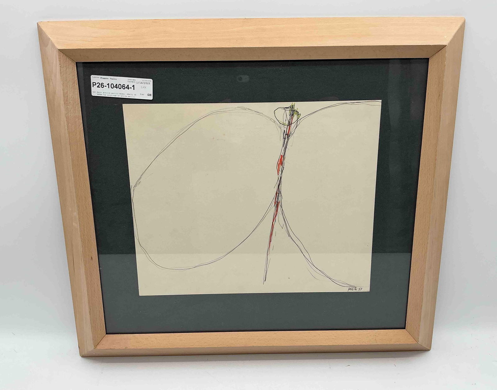 Achille Perilli (Italy, 1927 - 2021) Ink Drawing: Description: Achille Perilli (Rome, 1927-2021) was an Italian painter whose work can be divided into three major periods. He began his career with the Forma 1 Group, rejecting realism in favor of abst