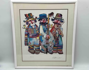 Jovan Obican Limited Edition Lithograph – Three Musicians with Birds