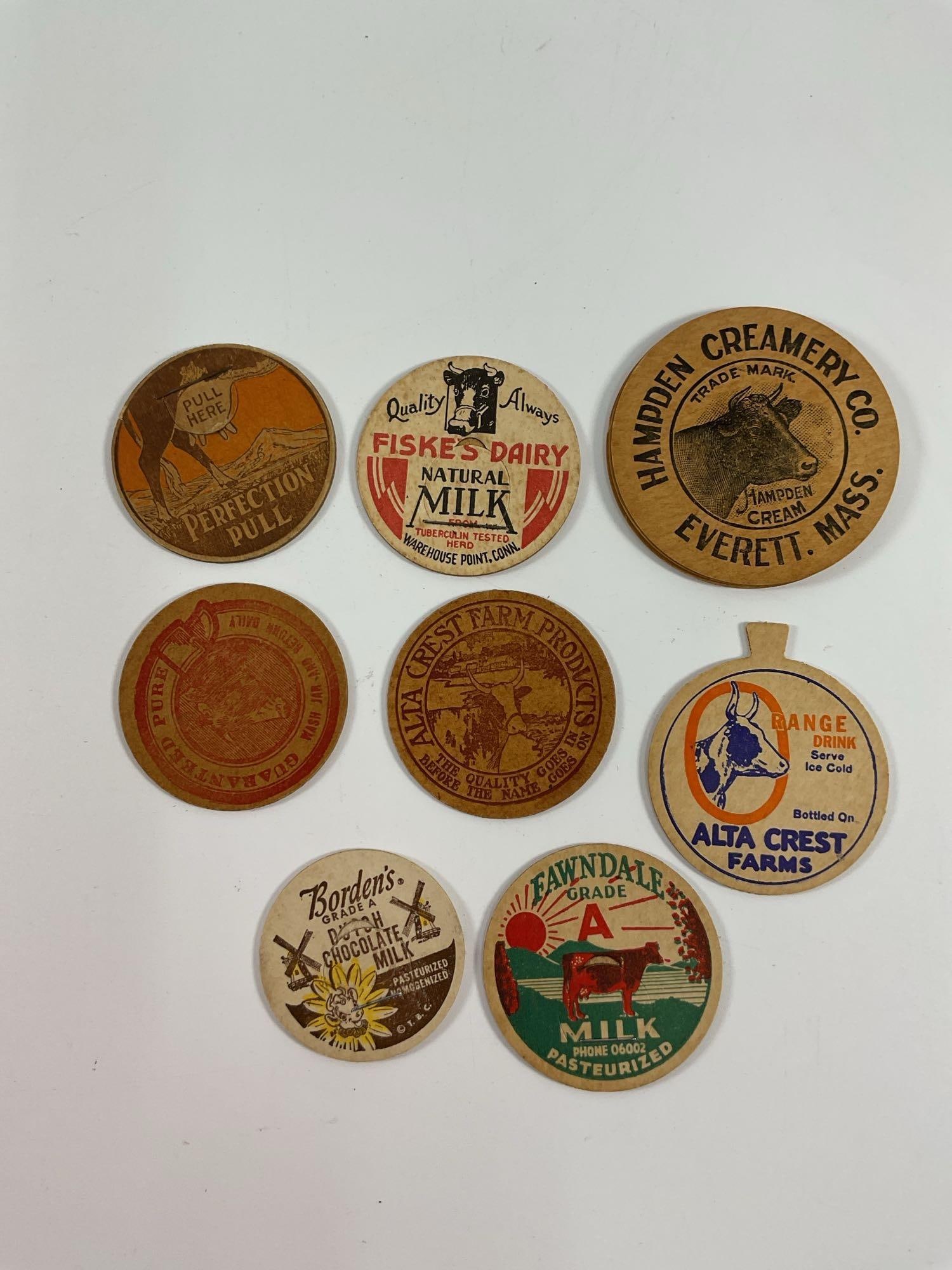 Lot of 9 (8) milk bottle tops - Box 17 (1 of 1)