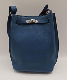 Hermès So Kelly 22 – Blue Leather with Palladium Hardware