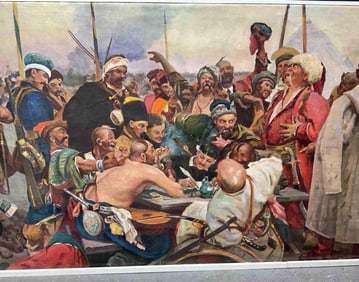 "Reply of the Zaporozhian Cossacks" After Ilya Repin (Ukraine, 1844-1930)