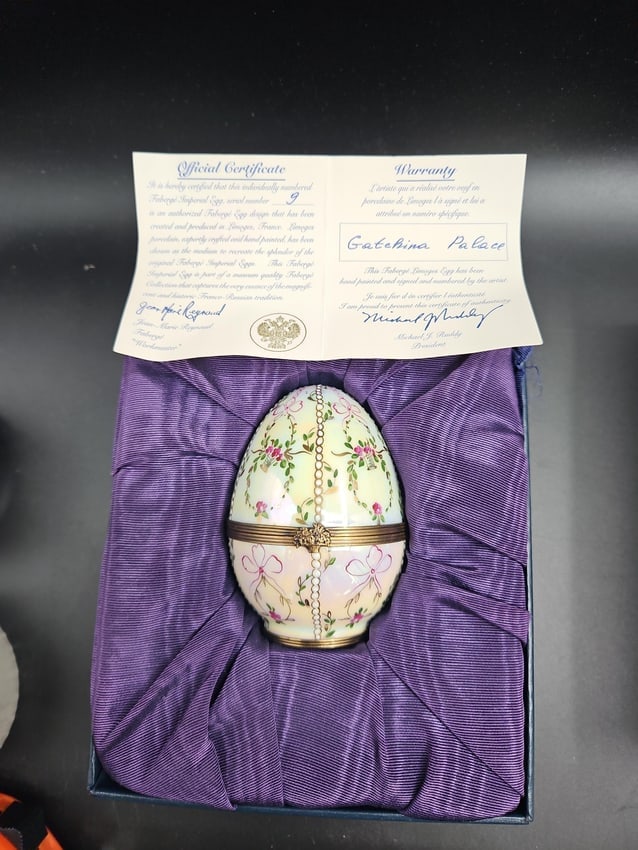 Gatchina Palace Faberge Limoges Egg Trinket Box w/ COA (1 of 5)