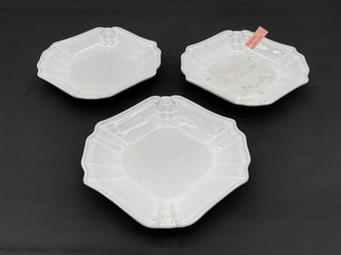 Set of Three White Tyler Florence Chef's Dessert Plates