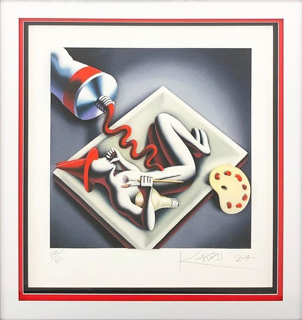 Mark Kostabi 'Fetal Position': Artist: Mark Kostabi Medium: 3D Constructed Giclee And Iris Print On Paper Date: 2014 Edition: Of 50 Size: 25.5 x 24 inches