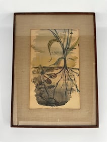 Abstract Botanical Composition by Joseph Levin (Russian, 1894-1979) Mixed Media