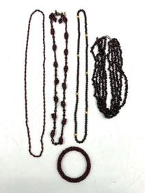 Garnet Jewelry Lot – Bracelets and Necklaces with Gold Accents