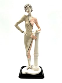 Art Deco Style Lady with Column Figurine