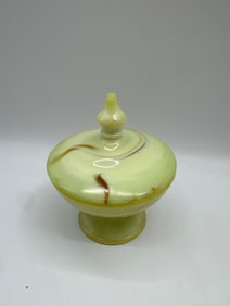 Vintage Art Glass Covered Compote Dish
