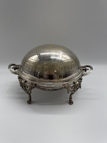 Silver-Plated Serving Dish with Dragon Feet