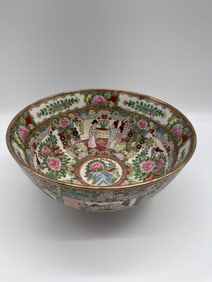 Antique Asian Famille Chinese Rose  Medallion Porcelain Bowl