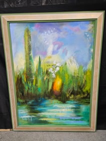 "Marsh Tapestry" BY Leslie Newmann (American, b.1950) Oil and Beeswax