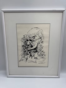 Salvador Dalí – Portrait of Sigmund Freud (Ink Drawing, Framed)