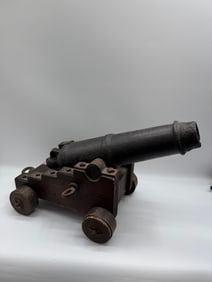 Antique 18/19th C. 6lb Cannon on Wood Carriage