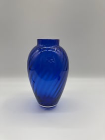 Tiffany & Co. Cobalt Blue Swirl Glass Vase