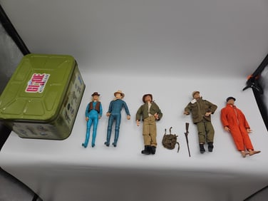 GI Joe Figures with Louis Marx Cowboy and Cowgirl, Accessories, and Storage Case