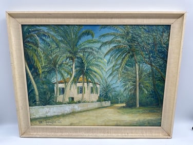 Miami Estate by Alois Lecoque (Czech Republic, 1891-1981) Oil on Board
