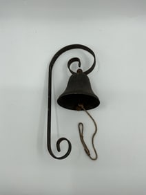 Antique Iron Dinner Bell with Scroll Bracket