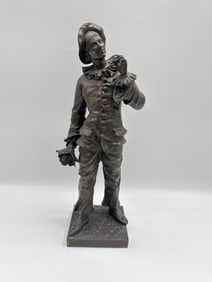 RARE C. Anfrie, 'Le Premier Bouquet' Bronze Sculpture