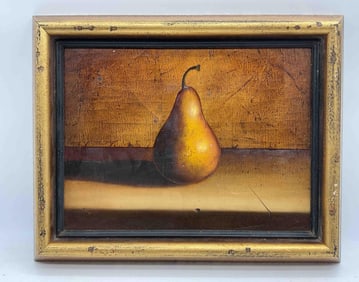 Still life oil painting of a pear by Diego Velasques