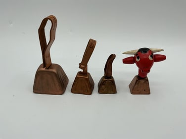 Four Assorted Metal Cow Bells
