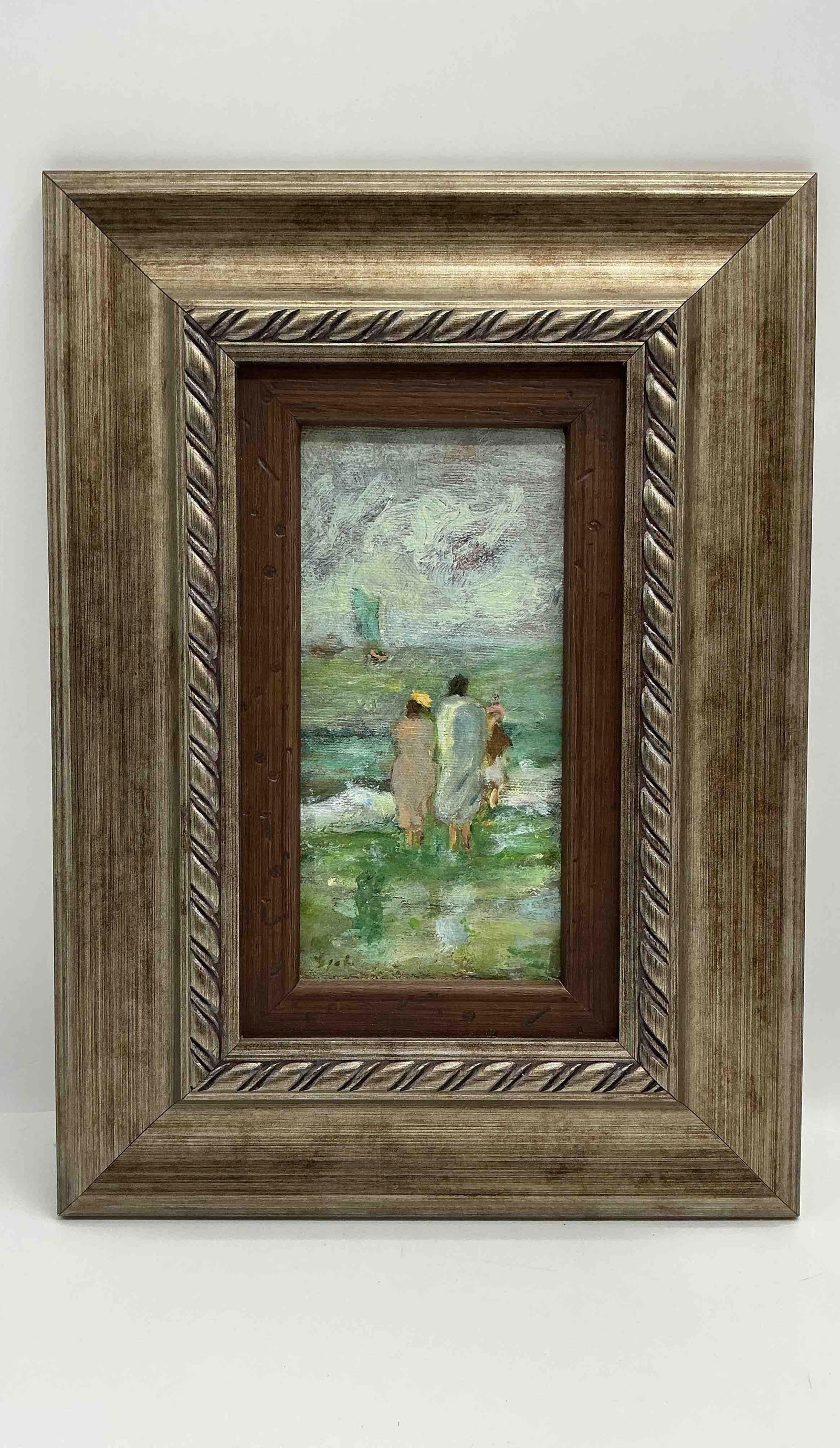 Figures at the Shoreline by Gabriel Spat (American, 1890-1967) Oil on Board (1 of 3)