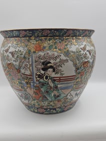 Large Chinese Porcelain Fish Bowl Planter