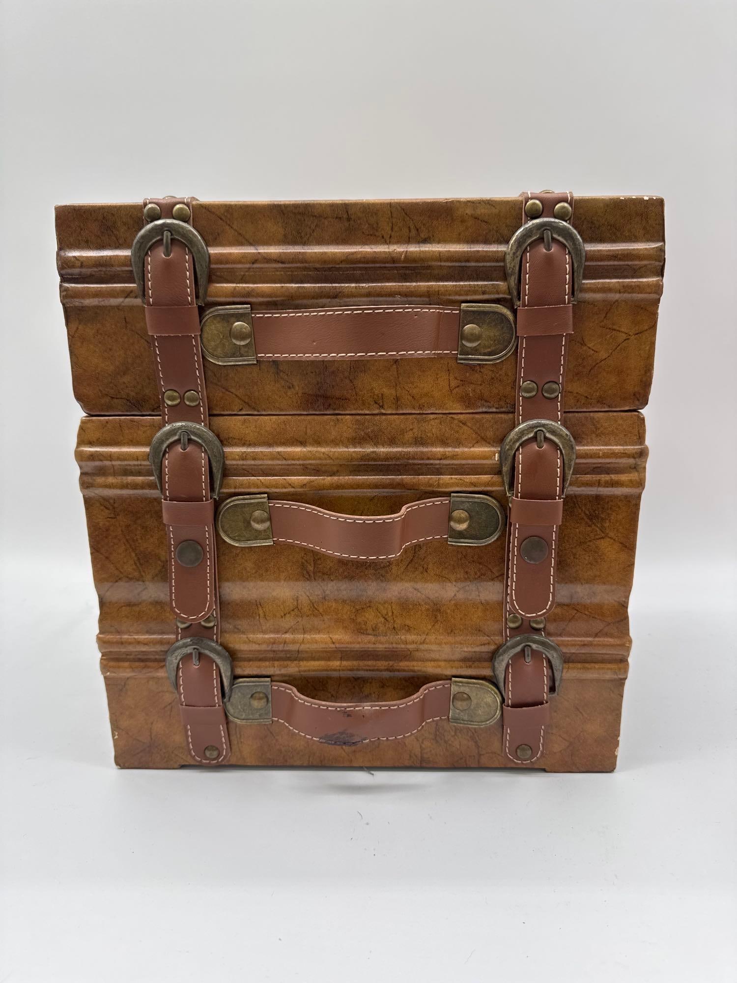 Decorative Faux Leather Suitcase-Style Storage Box (1 of 3)