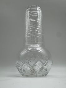 Cut Glass Vase with Etched Design