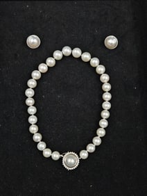 Mabe Pearl and diamond Jewelry Set 14kt gold