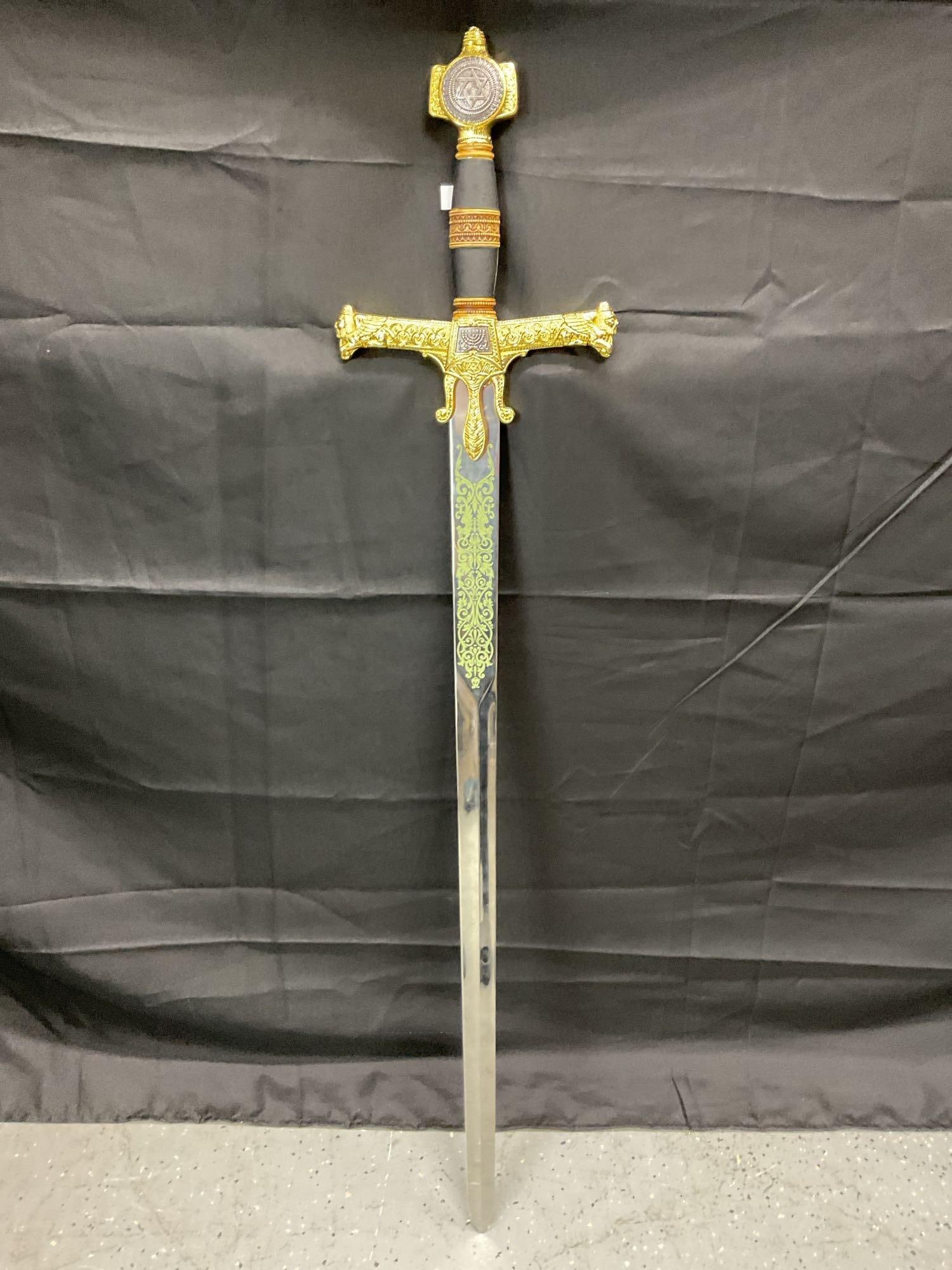 Decorative Medieval-Style Sword with Etched Blade (1 of 5)