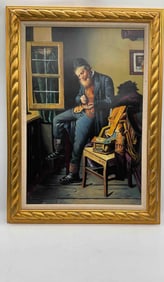 Man Counting Coins in a Study Scene