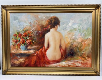 Seated Nude Woman Signed