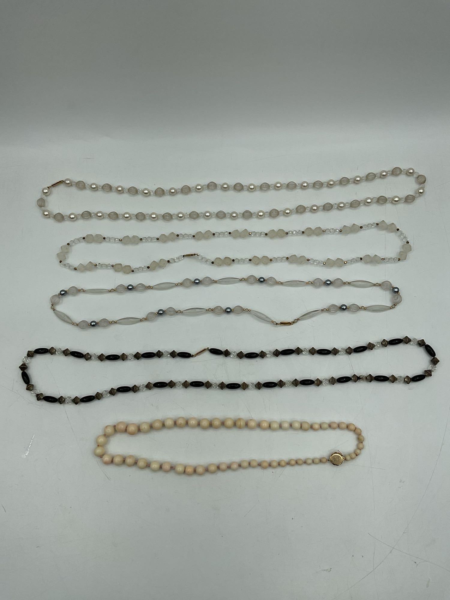 Vintage Beaded Necklace and Bracelet Lot in Neutral Tones (1 of 3)