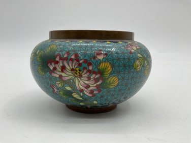 Vintage Cloisonné Bowl with Floral Design
