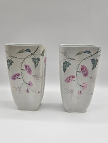Pair of Rosenthal Hand-Painted Floral Porcelain Vases