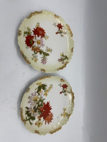 Pair of G.D.A. Limoges Floral Plates
