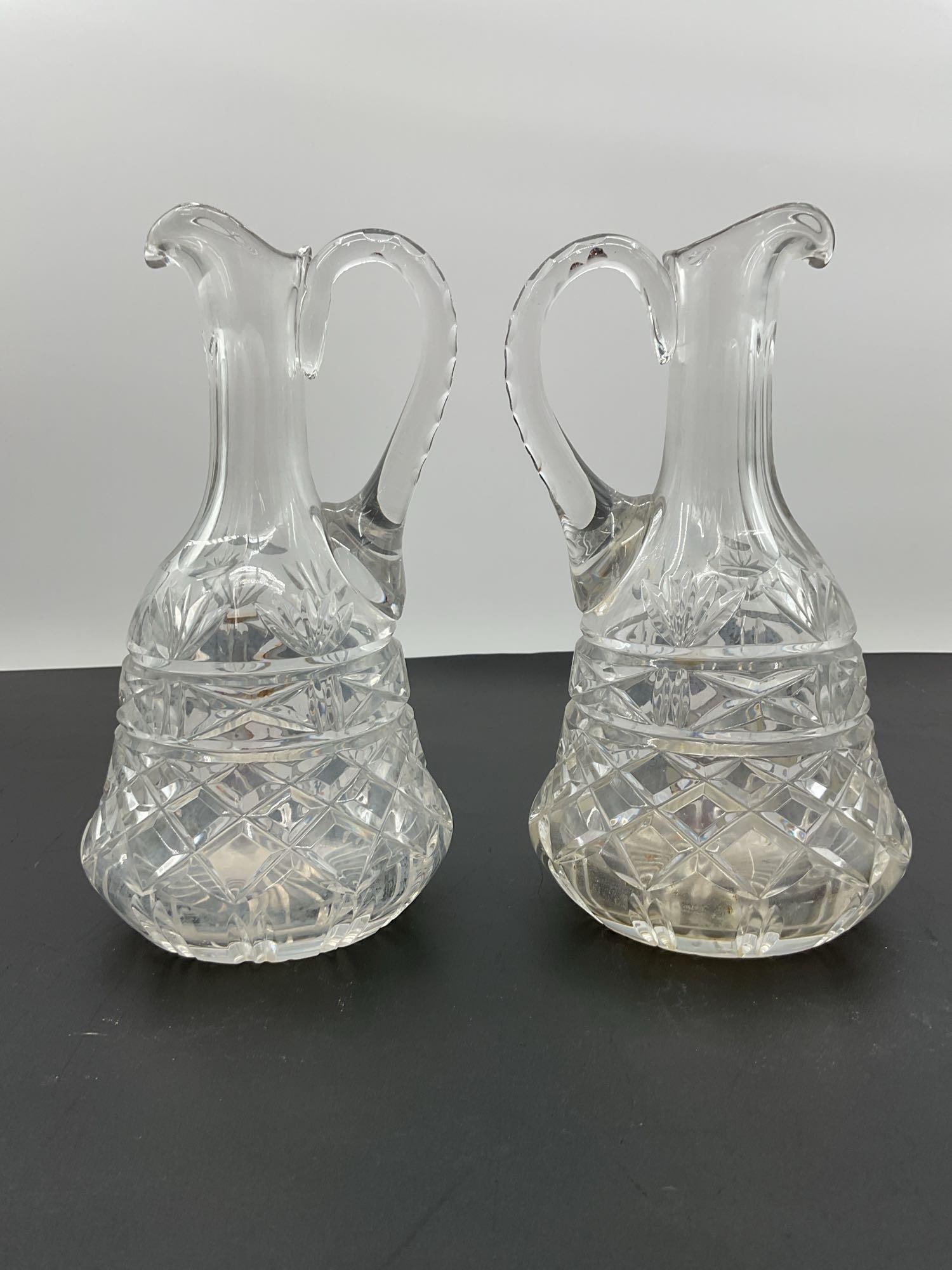 Pair of Vintage Cut Glass Cruet Pitchers (1 of 4)