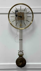 Vintage Brass Clock Movement with Weights & Pendulum