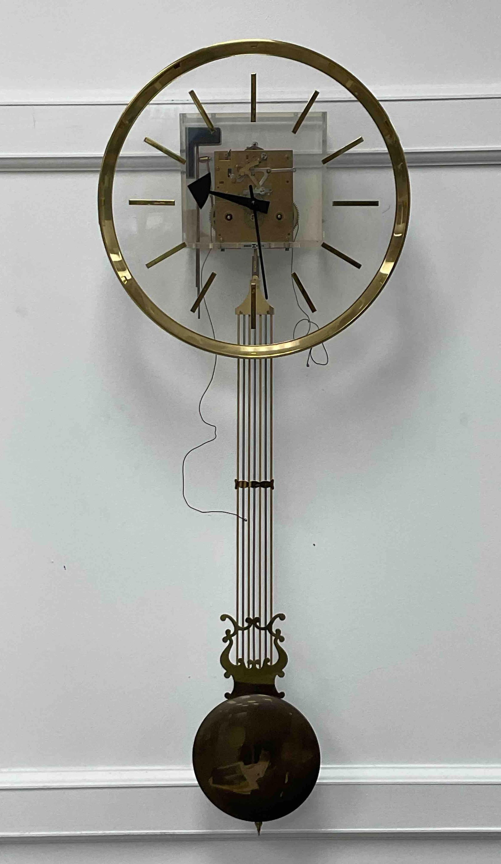 Vintage Brass Clock Movement with Weights & Pendulum (1 of 6)