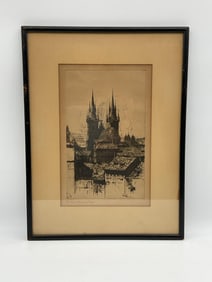 "Prague" Jan Vondrous (Czech 1884-1956) Etching