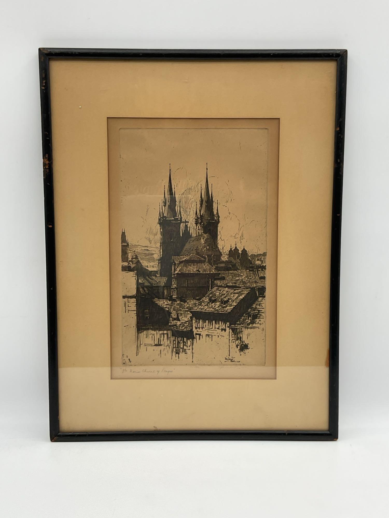 "Prague" Jan Vondrous (Czech 1884-1956) Etching (1 of 4)