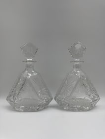Pair of Etched Crystal Decanters