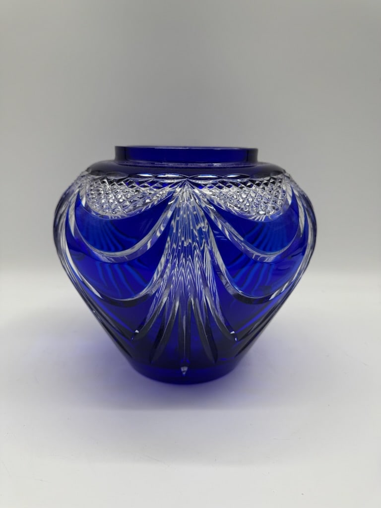Cut Crystal Cobalt Blue Vase (1 of 4)