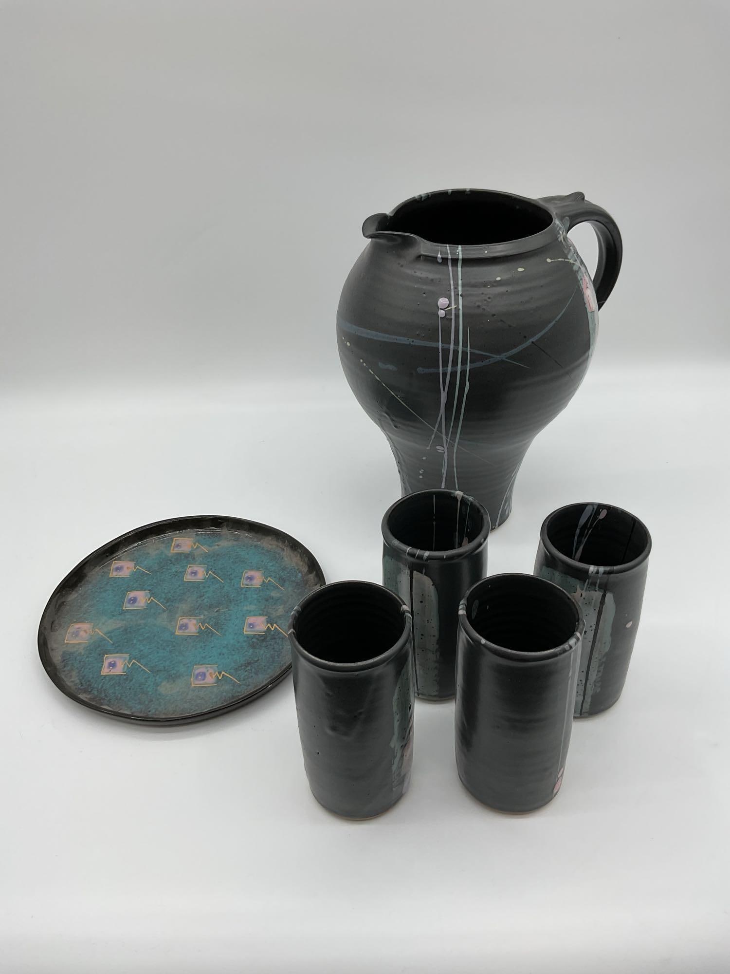 Handmade Studio Pottery Pitcher and Tumbler Set (1 of 5)