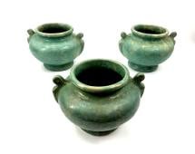 Set of Three Vintage Green Matte Jardiniwres