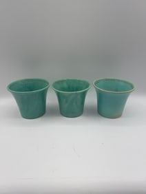 Set of Three Turquoise Flower Pots