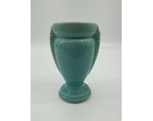 Turquoise Glazed Beaded Handle Urn Vase